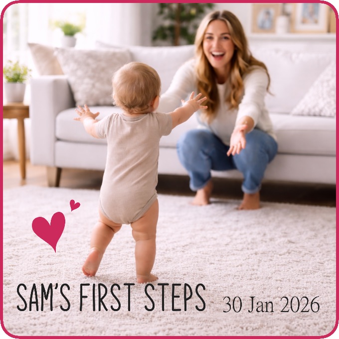 My first steps milestone keepsake with border