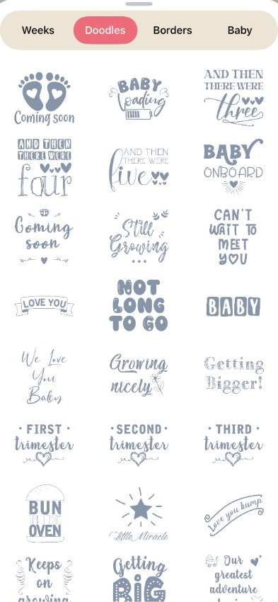 Doodles sticker pack — Coming soon, trimesters and more